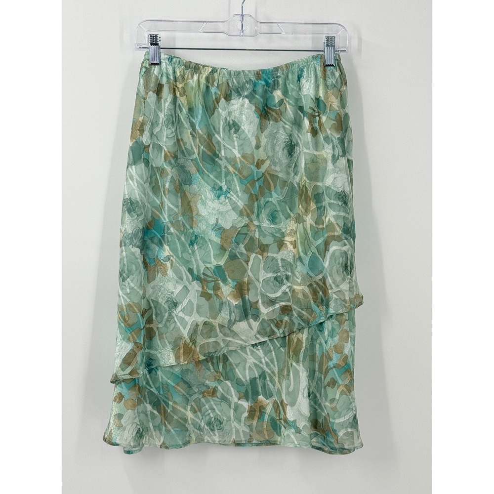 Vtg Y2k Chiffon Layered Midi Skirt Womens sz 18 fairy ethereal whimsical elastic